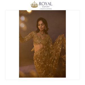Sari indien de créateur de qualité supérieure, brodé de sequins et de motifs papillon, idéal pour les mariages, disponible à la vente dans le monde entier. - Product Image 4