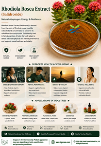 HGO Factory Direct Supply Extrait naturel pur de Rhodiola Rosea (qualité alimentaire) Spécification Salidroside 90% (extrait standardisé) - Product Image 3