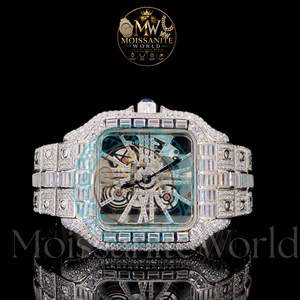 Montre-bracelet de luxe en alliage de quartz premium, cadran en verre serti de diamants Moissanite couleur D VVS1, acier inoxydable 20 mm, étanche - Product Image 5
