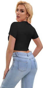 High Quality Custom Cotton Women Crop <b>Top</b> T Shirt Loose Fit Graphic Printed Tee for Summer Fashion and Streetwear Look T-shirts - Product Image 5