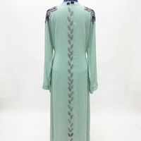 Robe Abaya de Luxe pour Femmes Adultes, Broderie Florale, Polyester, Vêtement Islamique Modeste, Légère, Séchage Rapide, Anti-Plis, Printemps