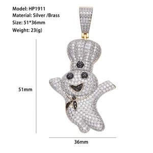 Nouveau design, grand pendentif hip-hop en moissanite noire transparente, style Doughboy Pillsbury - Product Image 3
