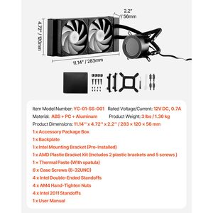 Dissipatore a Liquido AIO Personalizzabile Nero per PC, Ventole PWM da 120mm, Pompa con Interfaccia di Alimentazione PWM a 4 PIN, Raffreddamento CPU ad Acqua, Display LCD da 2.1FT - Product Image 3