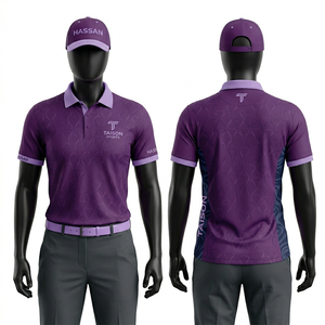 Maillot de golf pour femmes, 180 GSM, polyester et élasthanne, respirant, tissu texturé violet, panneau latéral, polo, logo personnalisé par sublimation et broderie - Product Image 1