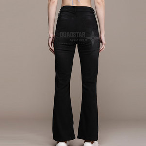High Quality Spring Street Wear Wide Leg Black <b>Jeans</b> Pants Solid Color 100% Cotton Breathable Eco-Friendly Top Selling <b>Women's</b> - Product Image 3