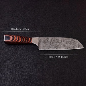 Handmade Damascus Steel Chef <b>Knife</b> <b>Set</b>, Pakka Wood Handles, Leather Sheath, 7 Piece - Product Image 5