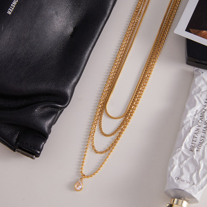 Joyería Minimalista, Collar de Acero Inoxidable Chapado en Oro de 18K, Cadena de Varias Capas, Collar Delicado, Fabricante OEM al por Mayor - Product Image 2