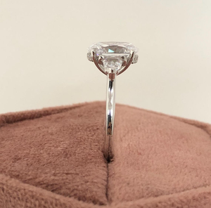Oval Cut Moissanite <b>Ring</b> With Side Half <b>Moon</b> Round Cut <b>Stones</b> White Gold Engagement <b>Ring</b> 10K Solid Gold <b>Ring</b> Gift For Women - Product Image 6