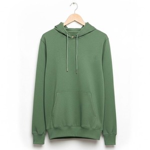 Sweat-shirt à capuche unisexe vert, coupe classique, en molleton de coton, pull décontracté avec poche, vêtement d'automne - Product Image 1