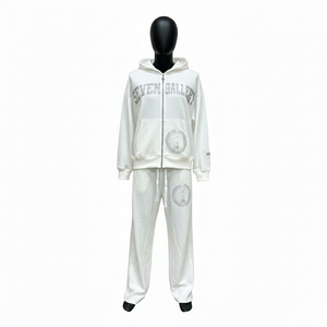 Ensemble de survêtements sportifs automne-hiver pour hommes, style européen et américain, couleur unie, doublure polaire, tenues décontractées pour hommes et femmes - Product Image 1