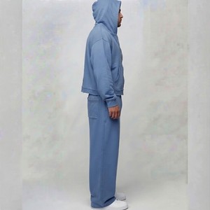 <b>Men's</b> Winter Printed Casual Solid Drawstring Hoodie Tracksuit Set Heavyweight Cotton Two Piece <b>Jogger</b> Rhinestone Streetwear OEM - Product Image 6