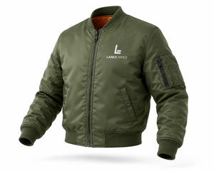 High Quality Men's Green Bomber Flight <b>Jacket</b> Custom OEM <b>Zip</b> <b>Up</b> Casual Outerwear with Ribbed Cuffs and Hem for Wholesale Order - Product Image 2