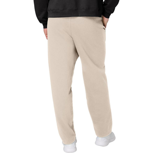Pantalon de jogging décontracté en coton beige avec taille élastique, poches latérales, respirant, tricoté mi-lourd, coupe ajustée, idéal pour l'automne - Product Image 3