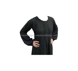 ออกแบบรอบคอด้วยแขนกระดิ่งจีบ Abaya ในอินทรีย์,ผ้าฝ้ายปกติหรือ UV ทนไม้ไผ่ - Product Image 3