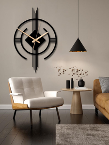 Horloge murale moderne en métal, design géométrique circulaire, horloge contemporaine abstraite, décoration de luxe pour l'intérieur de la maison - Product Image 3