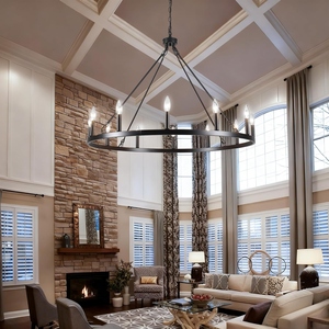 <b>Modern</b> <b>Black</b> Ring Chandelier Industrial Farmhouse Hanging Pendant <b>Light</b> Contemporary Circular <b>Ceiling</b> Lamp - Product Image 3