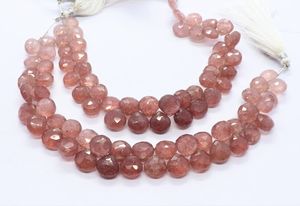 ลูกปัดควอตซ์สตรอเบอร์รี่สีชมพูทรงหัวใจเจียระไนแบบ Briolette ขนาด 9-10 มม. ลูกปัดหัวใจจากอัญมณีควอตซ์สตรอเบอร์รี่ธรรมชาติ 8 นิ้ว - Product Image 4