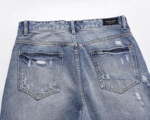 Men's Distressed Denim <b>Shorts</b> Straight Leg Mid Waist Ripped Washed Cotton Casual Summer Style - Product Image 5