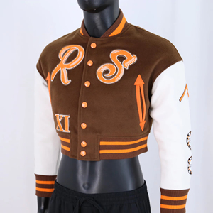 เสื้อแจ็คเก็ตผู้ชายแบบครอป แจ็คเก็ตวาร์ซิตี้ปักลายตัวอักษร สไตล์บอมเบอร์ สตรีทแวร์ แฟชั่นฤดูหนาว เสื้อโค้ทวอร์มสไตล์วิทยาลัย - Product Image 2