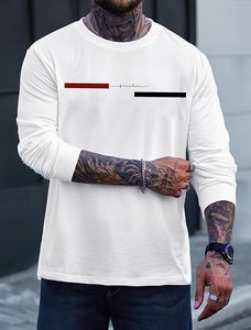 Mens Graphic Tshirt Casual Print Stretchy Long Sleeve Crewneck Tee Shirt - Product Image 3