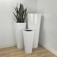 AURORA POTS Set Pot Bunga Minimalis Putih dari Fiberglass dengan Lubang Drainase Ramah Lingkungan Ringan untuk Penggunaan Dalam/Luar Ruangan Rumah