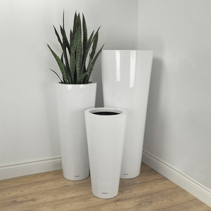 AURORA POTS Ensemble de pots à fleurs minimalistes en fibre de verre blancs avec trou de drainage, écologiques et légers pour une utilisation intérieure/extérieure à la maison - Product Image 5