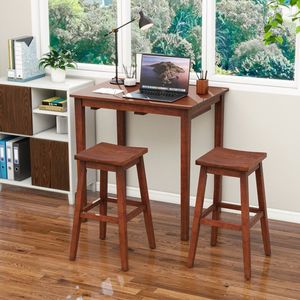 Juego de Mesa de Bar de 3 Piezas con 2 Taburetes Tipo Silla de Montar, Mesa de Pub Moderna de Metal para Bar en Casa y Oficina - Product Image 2