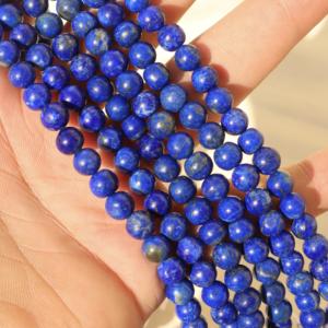 ลูกปัดลาพิส ลาซูลีธรรมชาติคุณภาพ AAA สีน้ำเงินเข้ม ขนาด 4 มม. ถึง 13 มม. 1 เส้น ยาว 15 นิ้ว สำหรับทำเครื่องประดับ PANJSHIR GEMS - Product Image 4