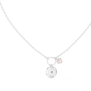 ROSE HEART&EVILEYE CHARMS <b>PENDANT</b> SET IN 18KT <b>SOLID</b> WHITE <b>GOLD</b> FOR ENGAGEMENT PARTY VALENTINE GIFT GLAM EVENTS DAILY WEAR - Product Image 1