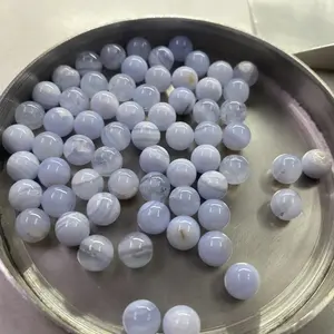 منتج جديد 8 من العقيق والدانتيل الأزرق ، كرة مستديرة ناعمة ، أحجار كريمة طبيعية غير محفورة من المورد بسعر الجملة