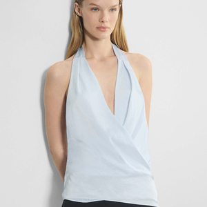 Blusas y camisas de mujer: Top corto sexy con cuello halter y espalda descubierta para verano, ajustado - Product Image 1