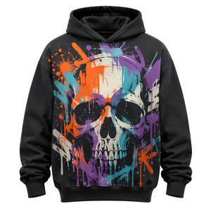 Sudadera con Capucha Negra para Hombre Cyberpunk 2077, Corte Holgado, Estampado Frontal, Estilo Urbano, Bolsillos, Impresión Digital, Tejido de Punto - Product Image 2