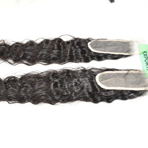 Vente en gros Vendeur de cuticules indiens ondulées à fermeture HD crépues 8 à 32 pouces crépues 2*6 alignées Cheveux humains vierges en dentelle transparente - Product Image 6