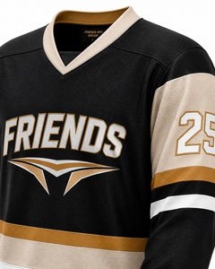 Ice Hockey Uniform Set Black Gold White Sublimation Jersey Pant Gloves <b>Men</b> Adult Breathable - Product Image 4