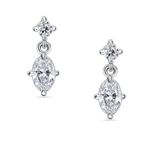 ต่างหูทรงหยดน้ำเพชรเลี้ยงในห้องปฏิบัติการ 1 กะรัต ดีไซน์รูปทรงประติมากรรม ทำจากทองคำขาว 9K 18K และแพลตตินัม - Product Image 2