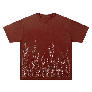 เสื้อยืดคุณภาพสูงสั่งทำพิเศษ ประดับด้วยคริสตัล 100% ผ้าฝ้ายเจอร์ซีย์ สำหรับผู้ชาย แขนสั้น คอกลม สวมใส่สบายๆ ในฤดูร้อน เสื้อยืดแบบยูนิเซ็กส์ - Product Image 1