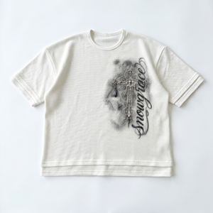 Snowgrace Front Logo High Street Printed Knitted Men's Oversized T-Shirt Short Sleeve O-Neck Breathable Cotton Eco-Friendly - Product Image 1