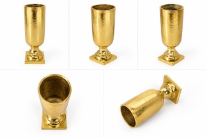 Premium Modern Luxury Fancy Premium Aluminum Raw Gold Fancy Metal Table Top Decorative Flower <b>Vase</b> Home Decorative <b>Mini</b> <b>Vase</b> - Product Image 5