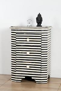 Mesa de Cajones con Incrustaciones de Hueso de ILAHI, Diseño Moderno con Detalles de Ágata, Almacenamiento de Tres Niveles, Mueble Portátil para el Hogar - Product Image 6