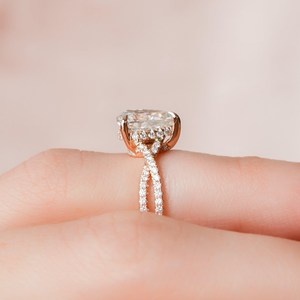 Anillo de banda cruzada con diamantes de corte pera de 2.00 CT, cultivados en laboratorio, de oro macizo de 14K, regalo sorpresa de boda para tu pareja - Product Image 5