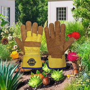 Gants de travail en cuir de vachette robustes Gants de sécurité pour la ferme de jardinage industriel avec protection doublée de coton - Product Image 4