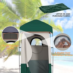 Outsunny Portable Green Shower <b>Tent</b> Privacy Shelter Camping Dressing Changing <b>Tent</b> <b>Room</b> Featuring Solar Shower Bag Floor - Product Image 2