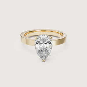 Anillo de Diamante Cultivado en Laboratorio con Corte Pera de 2 Quilates, Oro Sólido de 14K, Banda de 2.5MM, Anillo de Compromiso y Boda Solitario para Mujer - Product Image 1