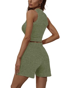 Summer New Women's Short Sleeve Round Neck Crop and Shorts Sets Casual wear Embroidery Simple Style 2 Piece Set 2026 - Product Image 4