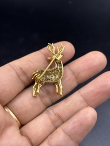 Broches de Ciervo en Plata de Ley 925, Chapados en Oro, Modernos, Vintage, Pequeños, Hechos a Mano, para Abrigos, Hombres, Mujeres, Niños, Regalo para Fiestas - Product Image 2