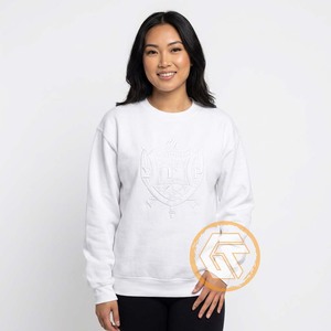 เสื้อสเวตเชิ้ตผู้หญิงสีขาว คอกลม ผ้าฟลีซ ปักลายตราสัญลักษณ์ด้านหน้า ทรงปกติ แขนยาว ผ้าฝ้ายถัก 100% - Product Image 3