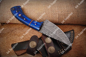 Cuchillo de Caza Profesional de Alta Calidad con Hoja Fija de Acero de Damasco, Mango de Cuerno de Carnero y Palisandro, Venta al por Mayor, Funda de Cuero EDC - Product Image 4