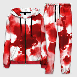Conjunto Deportivo Reversible para Hombre, Tie Dye Rojo y Blanco, Lavado, con Cremallera Completa, Sudadera y Pantalones Casuales, Transpirables, para Invierno - Product Image 6