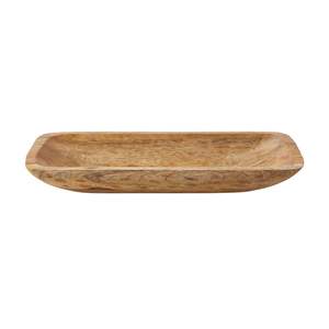 Plateau de service en bois sculpté à la main, plateau décoratif en bois massif, finition naturelle, plateau rectangulaire pour la cuisine, la table basse, la décoration de la maison - Product Image 4