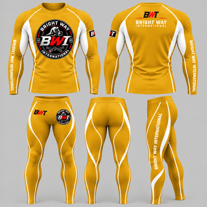 Compression Fitness Training Bodybuilding Long Sleeve Breathable Four-Way StretchUPF50+ <b>swim</b> shirt <b>men</b> Eco-friendly polyester - Product Image 1